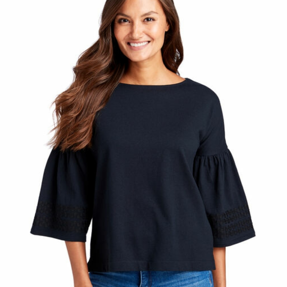 Vineyard Vines Bell Sleeve Ric Rac Knit Top | L
